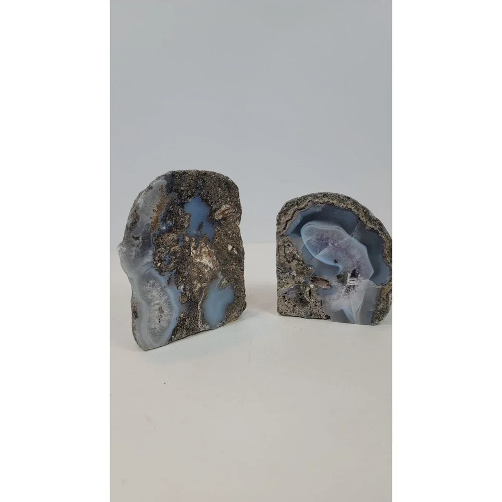 natural stone amethyst quartz crystal cluster geode Bookends